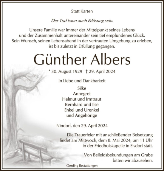 Todesanzeige von Günther Albers von SYK