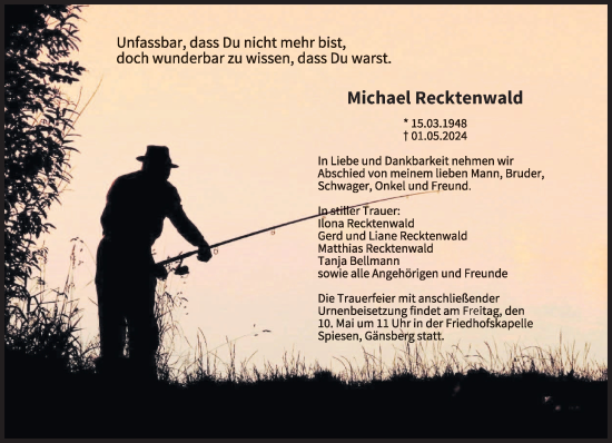 Todesanzeige von Michael Recktenwald von saarbruecker_zeitung